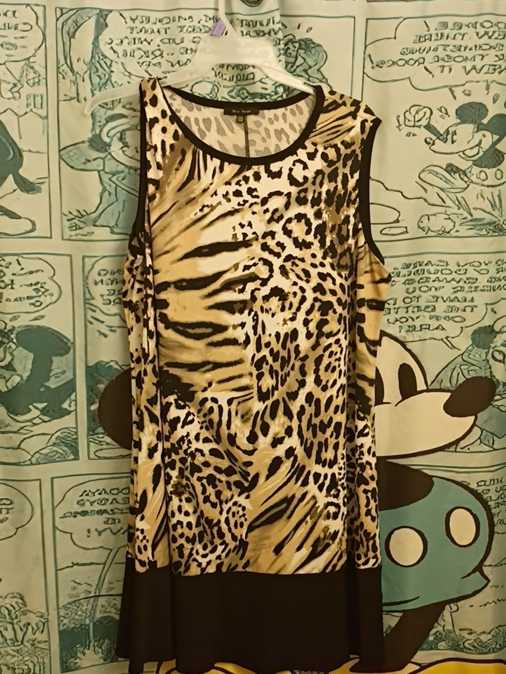 Blu Sage Cream & Black Printed Sleeveless Dress